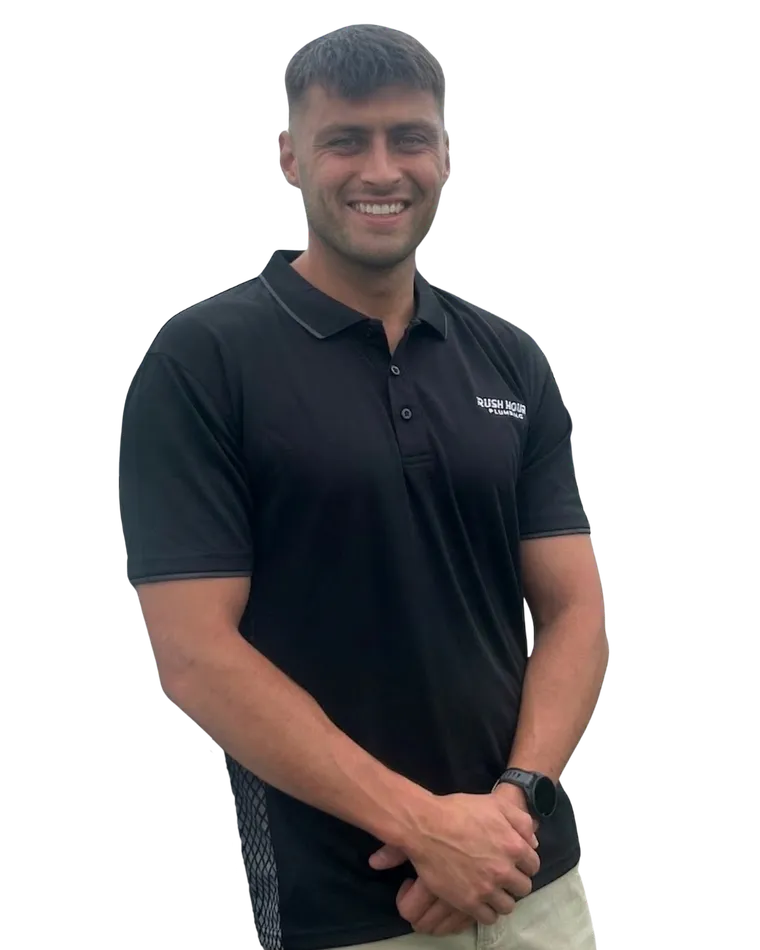 Ben Artini, owner of Rush Hour Plumbing, on site in Western Sydney